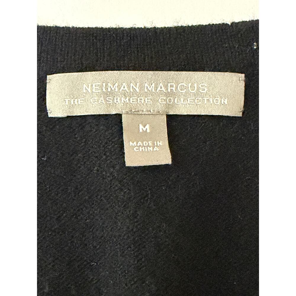 Neiman Marcus 100% Cashmere 3/4 Sleeve Open Cardigan Black Cropped Sweater Med - Picture 11 of 13